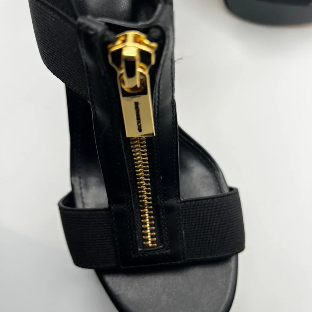 Michael Kors Black Sandals with Gold Zipper - Picture 7 of 12